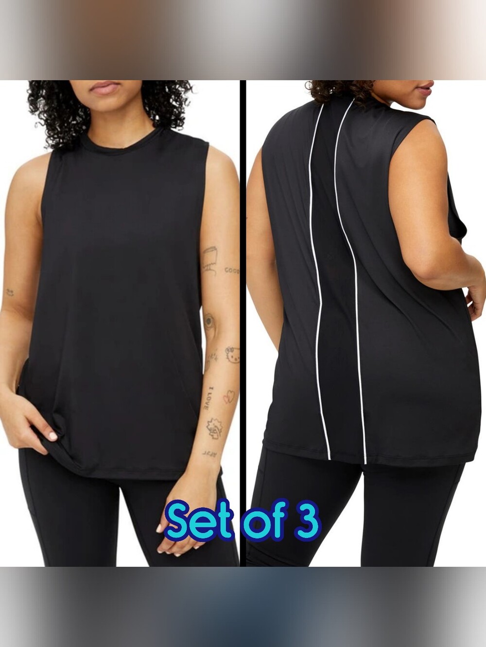 TomboyX Athletic Open Back tank top muscle shirt, size 3X- set of 3